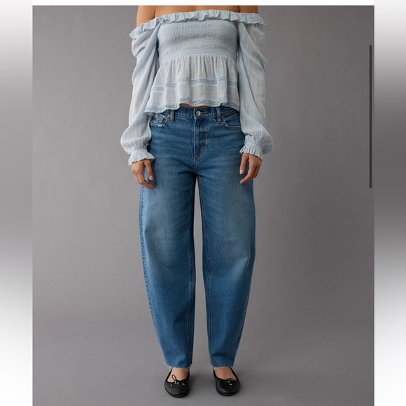 American Eagle Outfitters Denim - American Eagle AE Stretch Barrel Jean Indigo Size 4 Long NWT